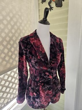 Women’s Vintage Floral Velvet Blazer Jacket